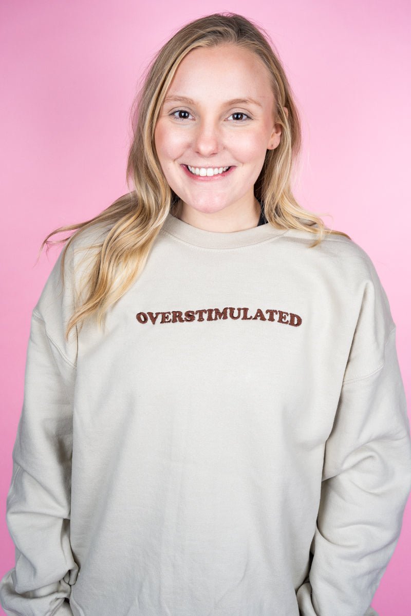 Embroidered Wavy Overstimulated Unisex NuBlend Crew Sweatshirt *Choose Thread Color - Wholesale Accessory Market