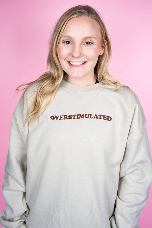 Embroidered Wavy Overstimulated Unisex NuBlend Crew Sweatshirt *Choose Thread Color - Wholesale Accessory Market
