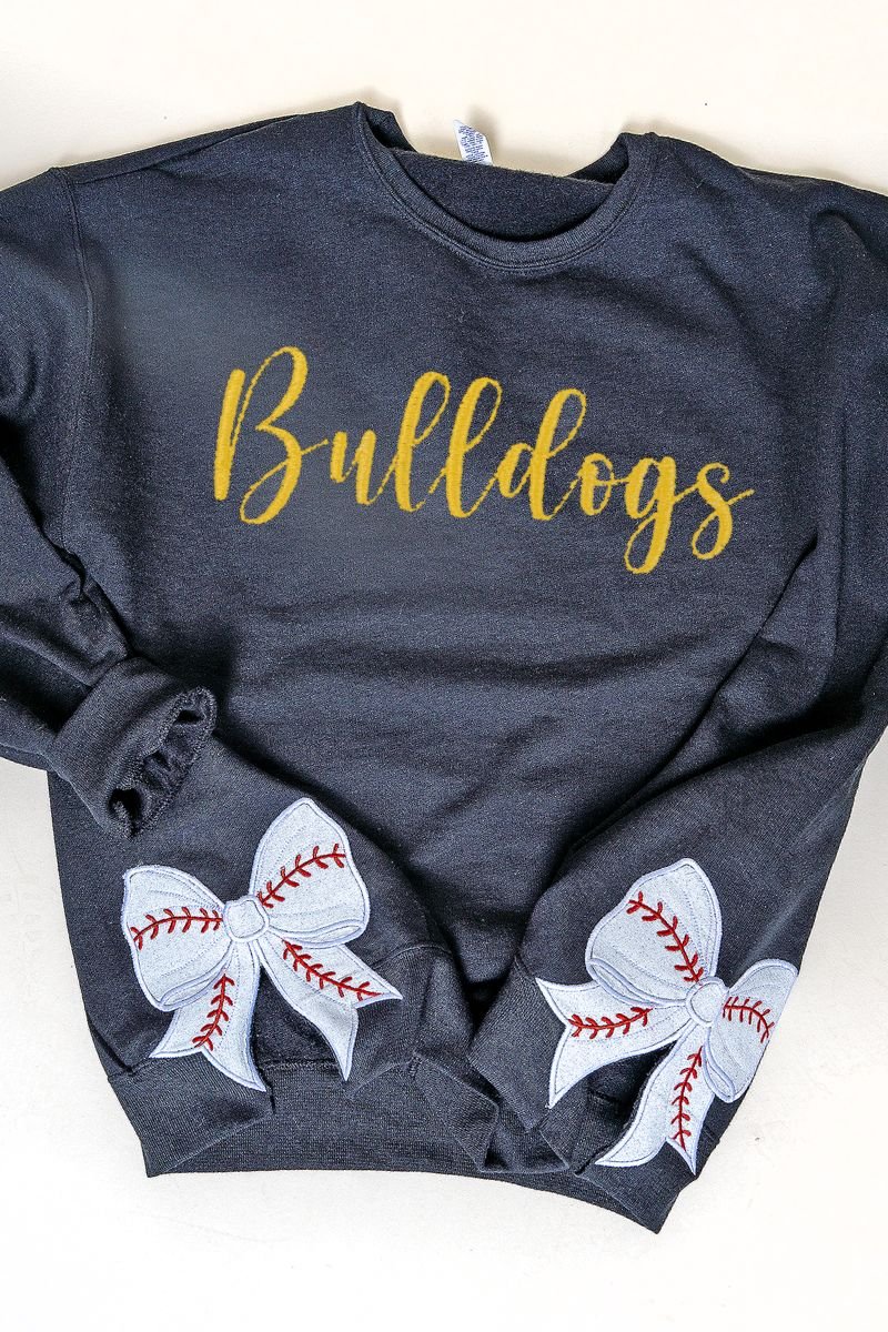 Classic Colors Embroidered Side Bows Baseball Bow NuBlend Sweatshirt *Customize Your Text - Wholesale Accessory Market