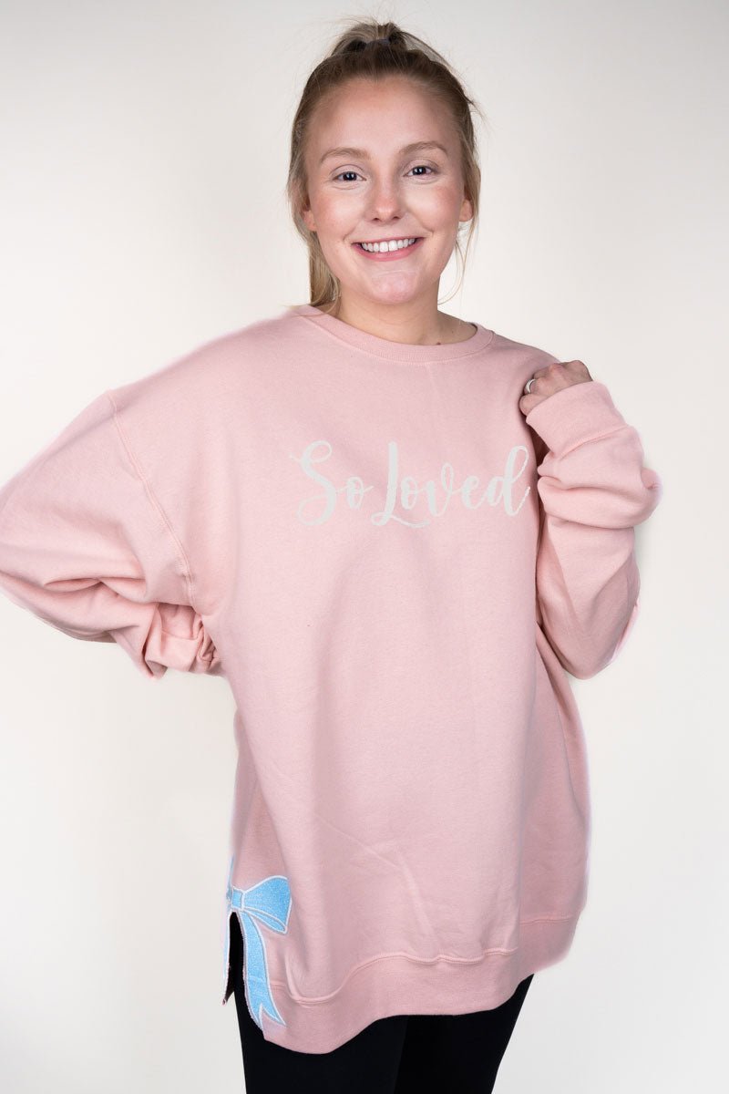 Blush Pink You Design It Embroidered Side Bows Unisex NuBlend Crew Sweatshirt *Customize Your Text - Wholesale Accessory Market