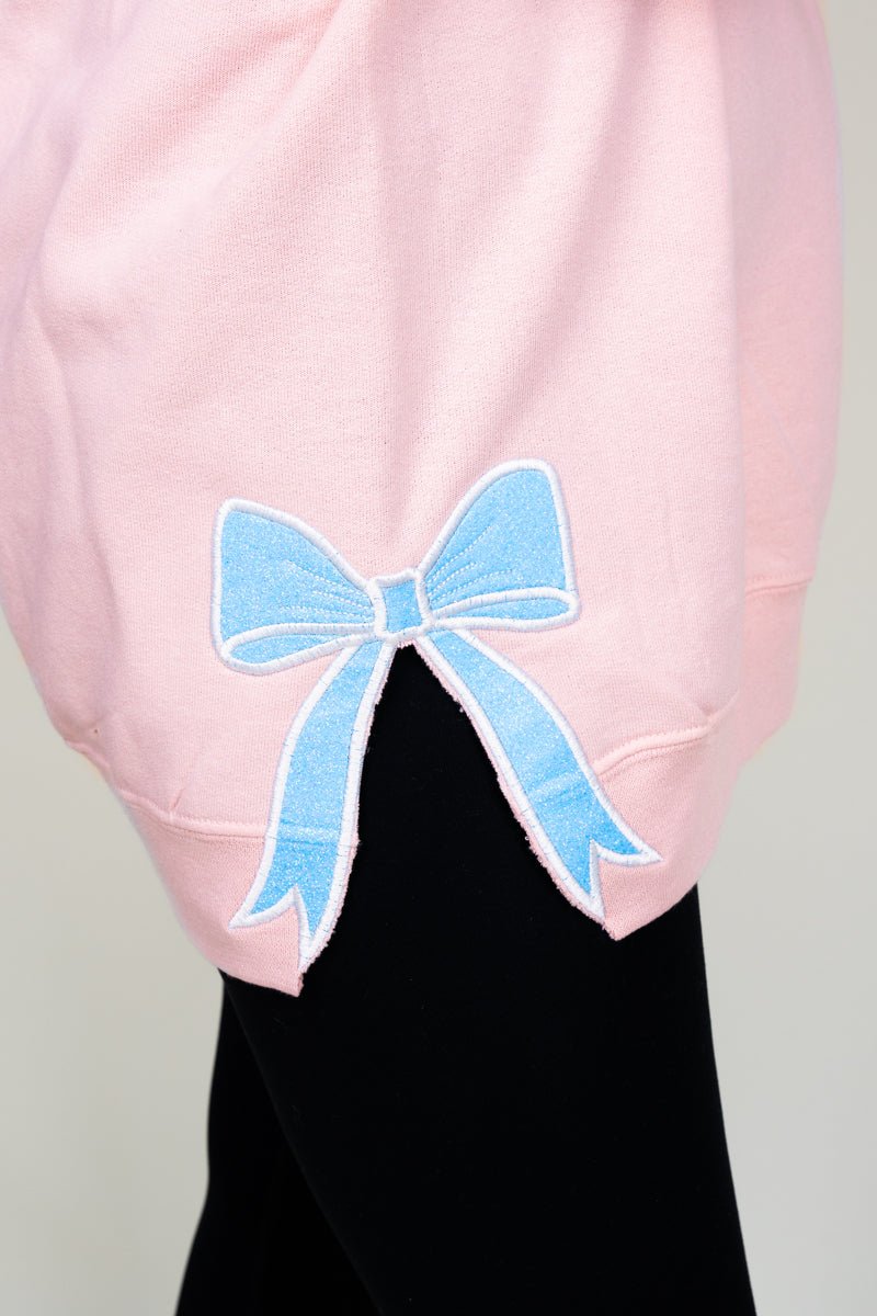 Blush Pink You Design It Embroidered Side Bows Unisex NuBlend Crew Sweatshirt *Customize Your Text - Wholesale Accessory Market