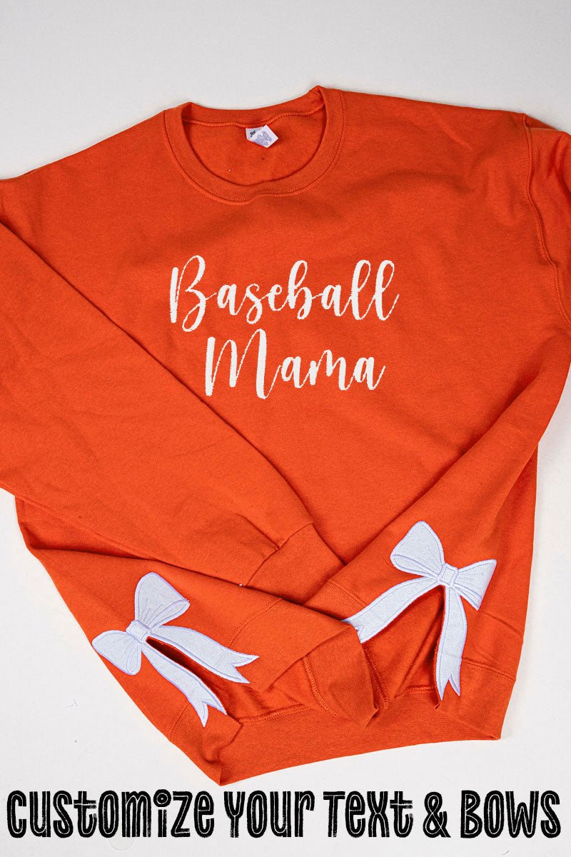 Burnt Orange You Design It Embroidered Side Bows Unisex NuBlend Crew Sweatshirt *Customize Your Text - Wholesale Accessory Market