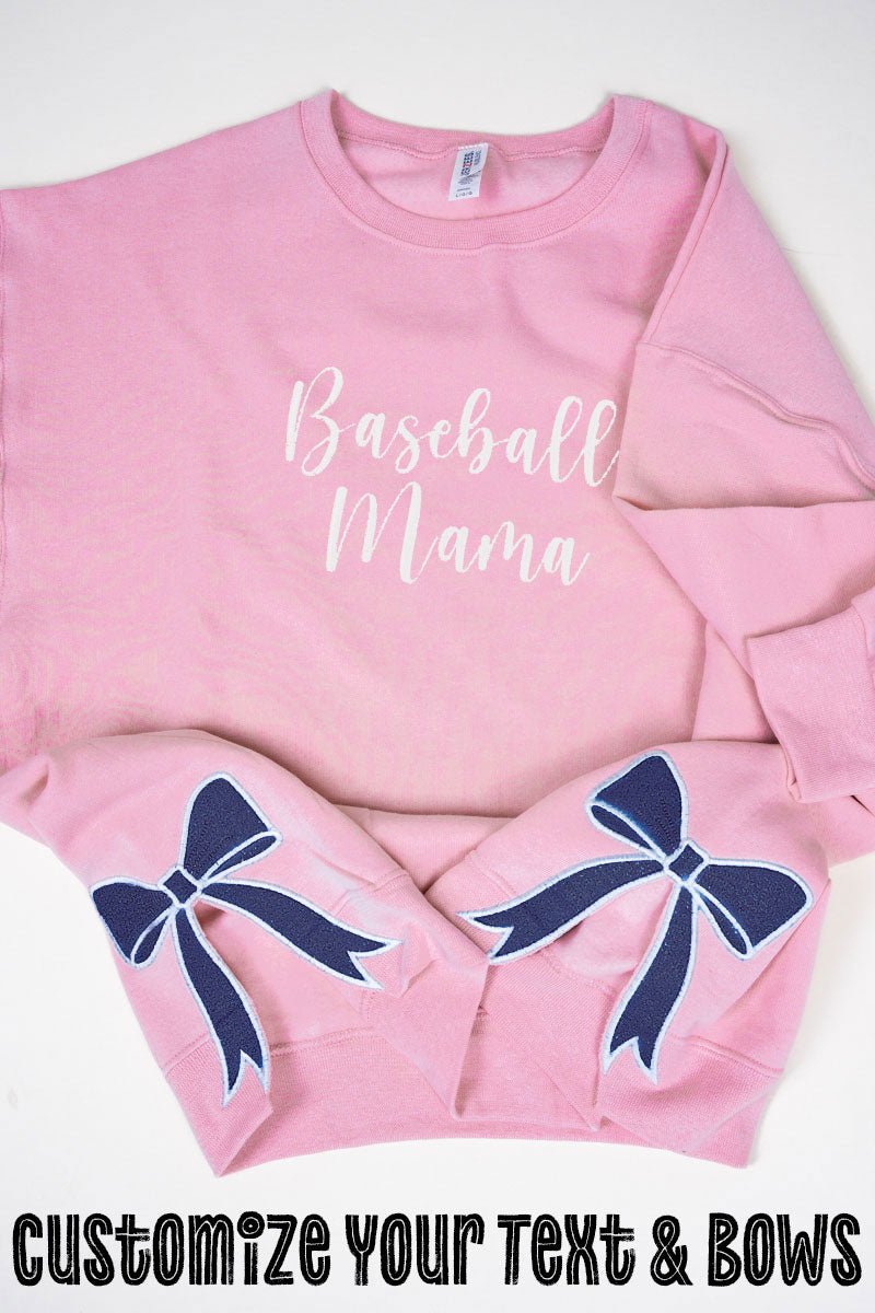 Classic Pink You Design It Embroidered Side Bows Unisex NuBlend Crew Sweatshirt *Customize Your Text - Wholesale Accessory Market