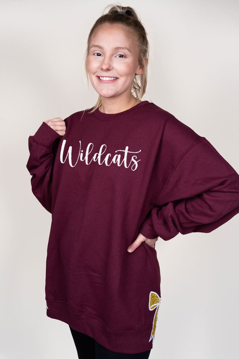 Maroon You Design It Embroidered Side Bows Unisex NuBlend Crew Sweatshirt *Customize Your Text - Wholesale Accessory Market