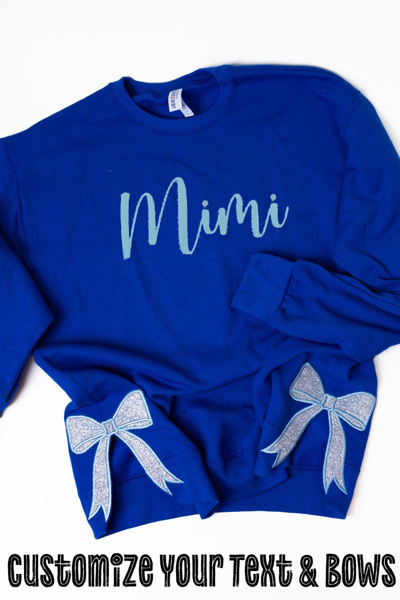 Royal You Design It Embroidered Side Bows Unisex NuBlend Crew Sweatshirt *Customize Your Text - Wholesale Accessory Market