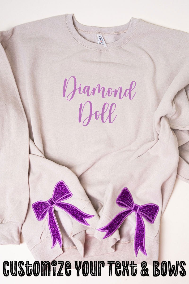 Sandstone You Design It Embroidered Side Bows Unisex NuBlend Crew Sweatshirt *Customize Your Text - Wholesale Accessory Market