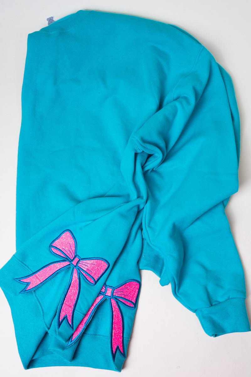 Scuba Blue You Design It Embroidered Side Bows Unisex NuBlend Crew Sweatshirt - Wholesale Accessory Market
