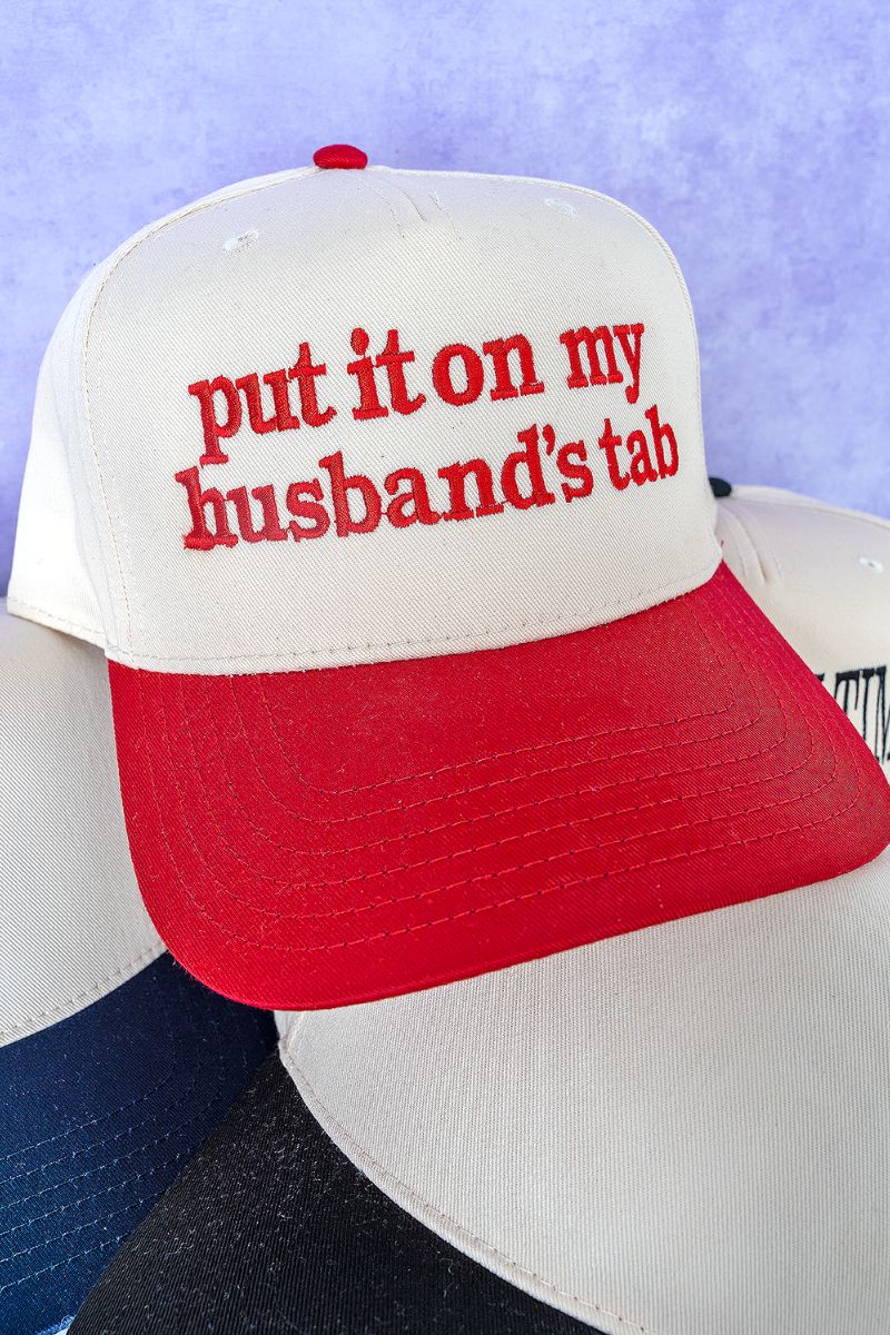Put It On My Husband's Tab Embroidered Five Panel Twill Cap - Wholesale Accessory Market