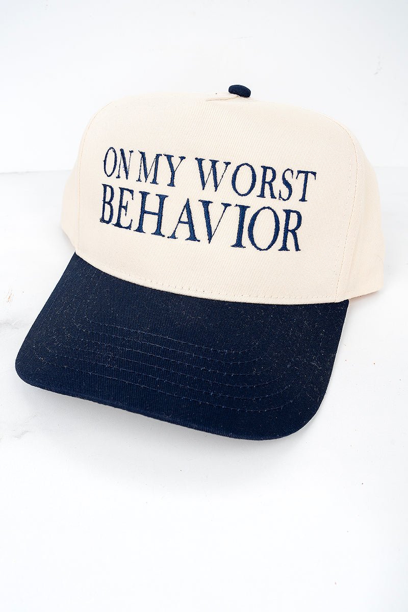 On My Worst Behavior Embroidered Five Panel Twill Cap - Wholesale Accessory Market