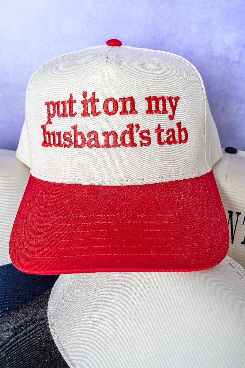 Put It On My Husband's Tab Embroidered Five Panel Twill Cap - Wholesale Accessory Market