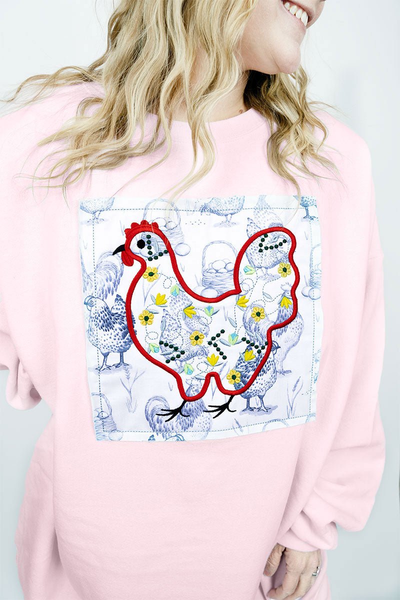 Blue Ribbon Roost Applique Ecosmart Crewneck Sweatshirt - Wholesale Accessory Market