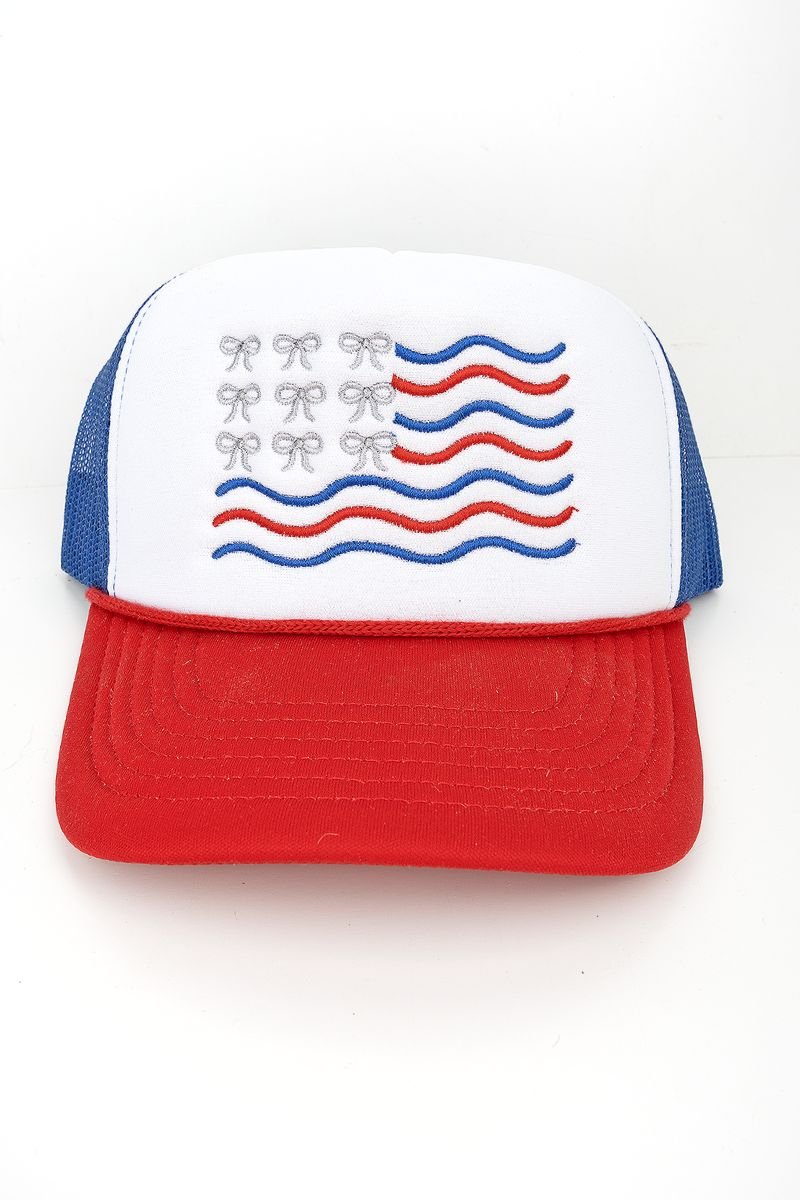 Embroidered Coquette Flag Foam Mesh Back Trucker Cap - Wholesale Accessory Market