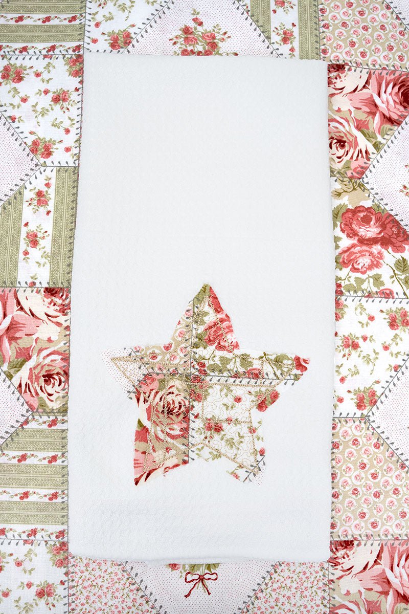 Star In Bloom Patchwork Applique Waffle Kitchen Towel - Wholesale Accessory Market