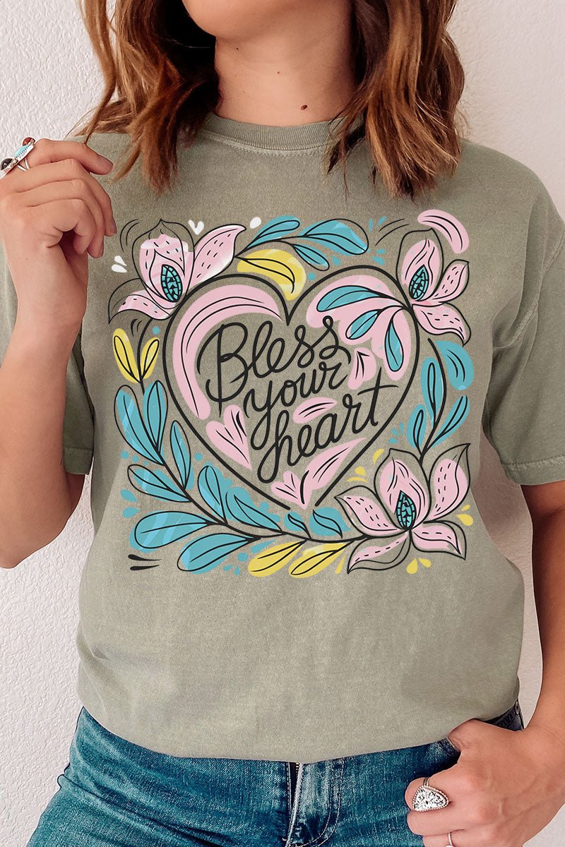 Blooming Bless Your Heart Comfort Colors Adult Ring - Spun Cotton Tee - Wholesale Accessory Market