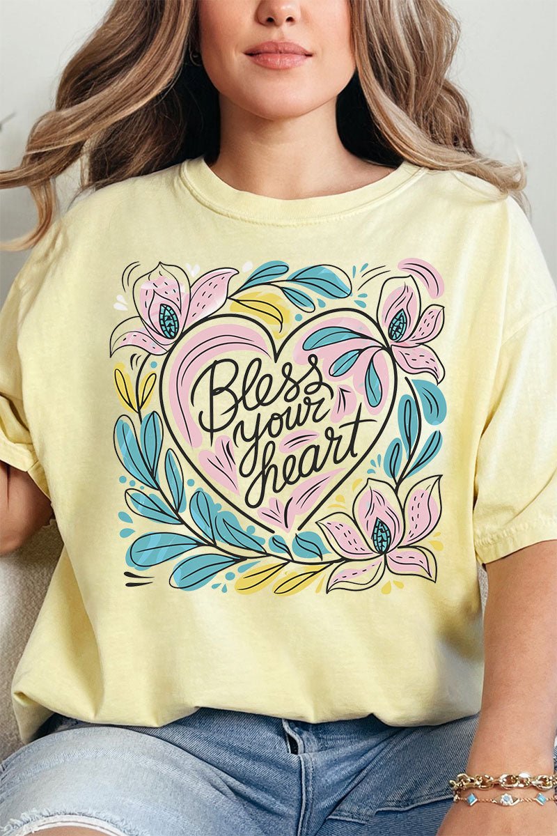 Blooming Bless Your Heart Comfort Colors Adult Ring - Spun Cotton Tee - Wholesale Accessory Market
