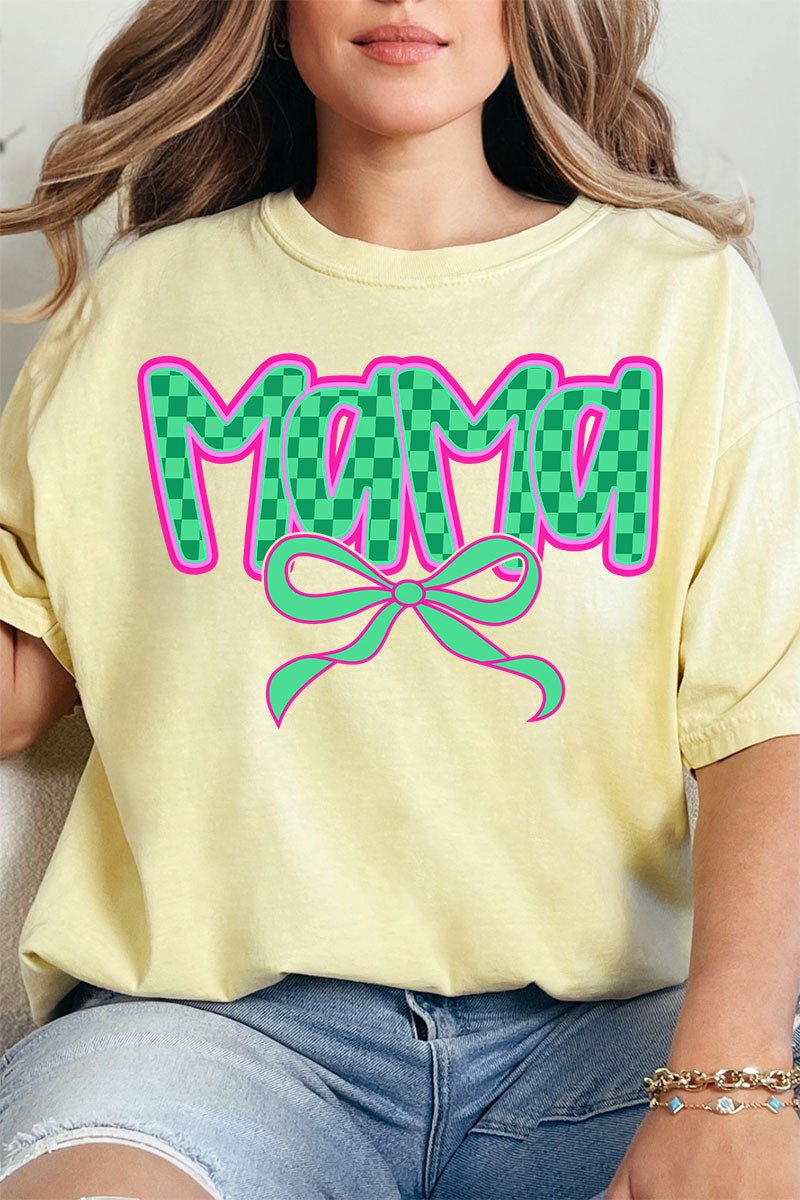 Bright Checkered Mama Comfort Colors Adult Ring - Spun Cotton Tee - Wholesale Accessory Market