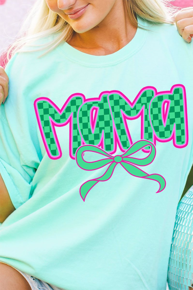 Bright Checkered Mama Comfort Colors Adult Ring - Spun Cotton Tee - Wholesale Accessory Market