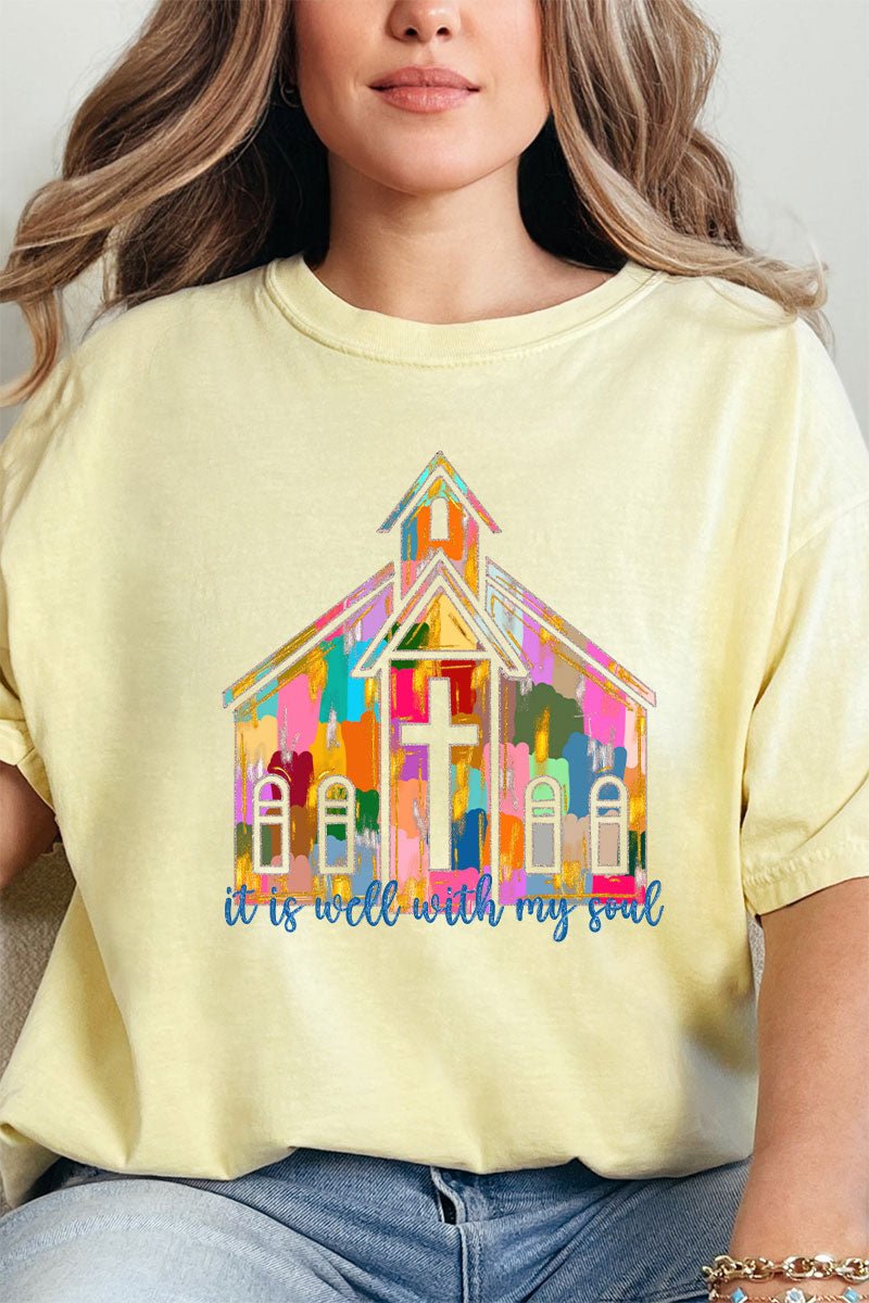 Brushed Colorful It Is Well With My Soul Comfort Colors Adult Ring - Spun Cotton Tee - Wholesale Accessory Market