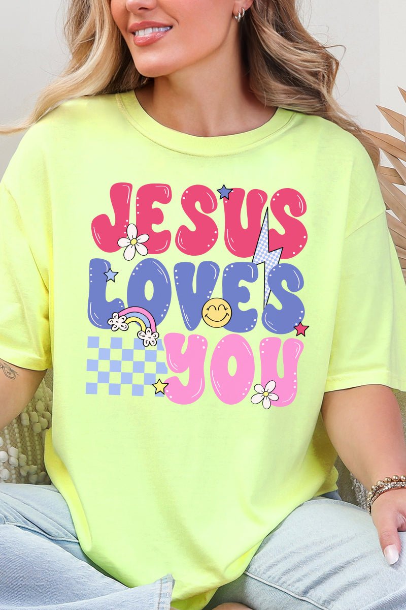 Bubble Jesus Loves You Comfort Colors Adult Ring - Spun Cotton Tee - Wholesale Accessory Market