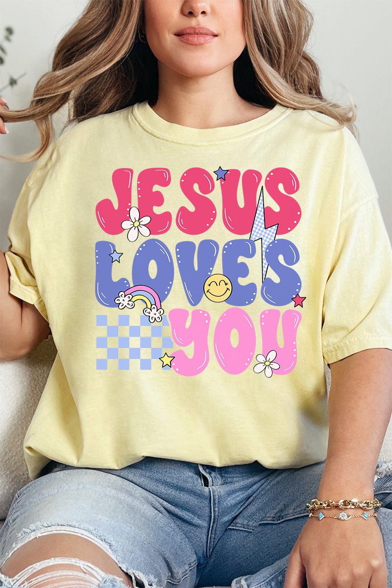 Bubble Jesus Loves You Comfort Colors Adult Ring - Spun Cotton Tee - Wholesale Accessory Market