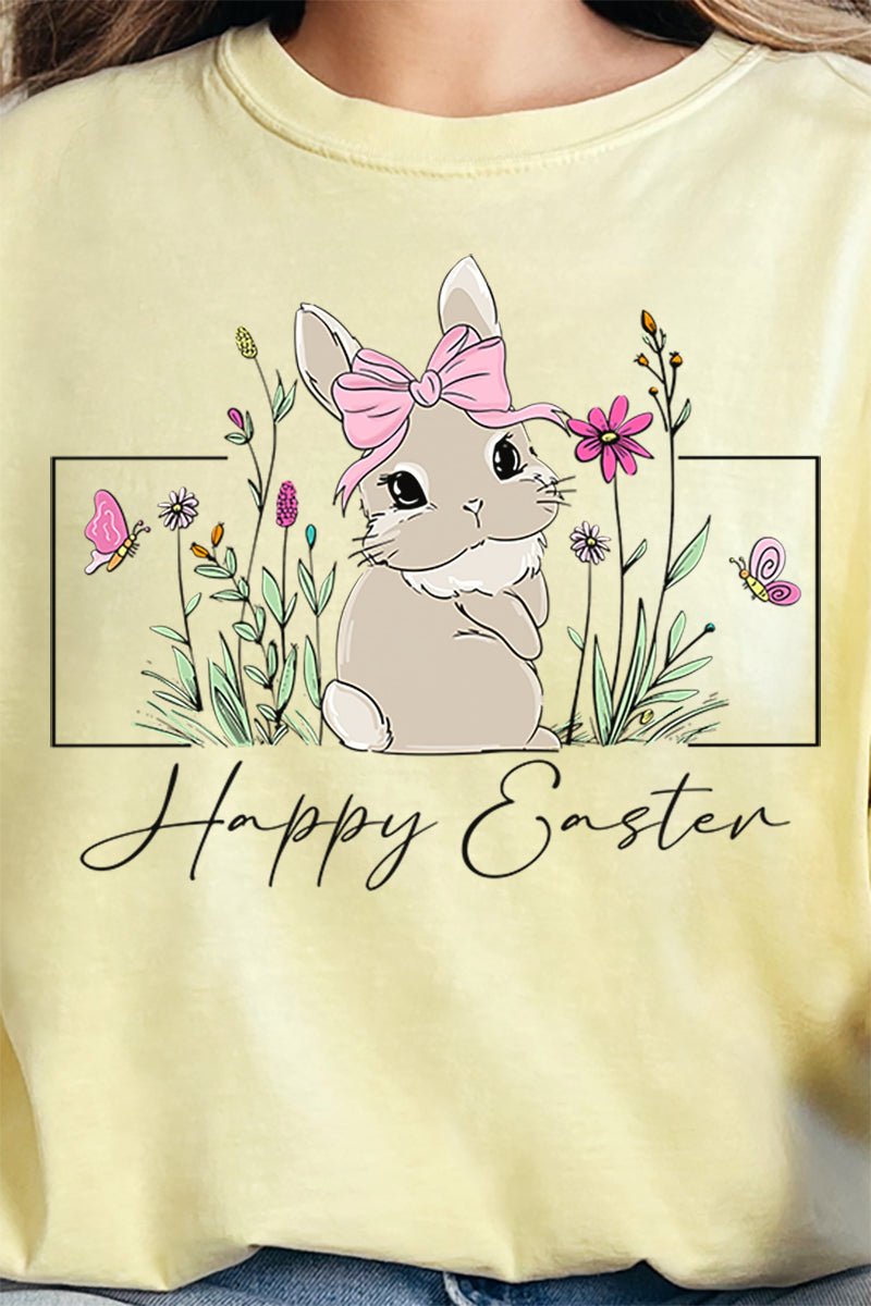 Bunny Girl Happy Easter Comfort Colors Adult Ring - Spun Cotton Tee - Wholesale Accessory Market