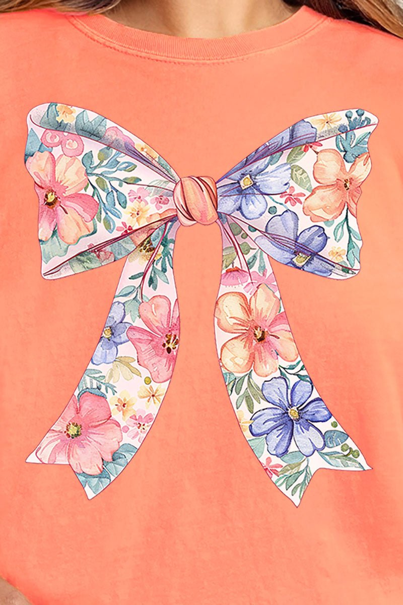 Cutesy Floral Bow Comfort Colors Adult Ring - Spun Cotton Tee - Wholesale Accessory Market
