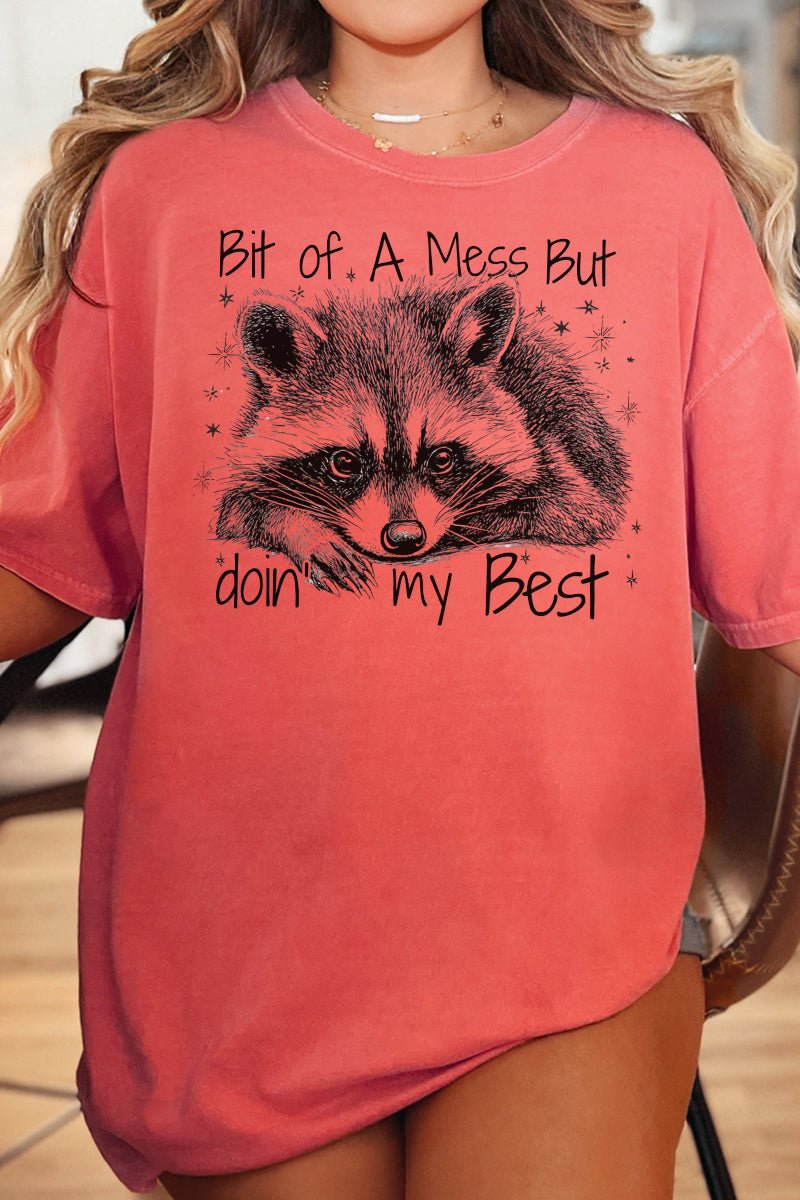 Doin' My Best Raccoon Comfort Colors Adult Ring - Spun Cotton Tee - Wholesale Accessory Market