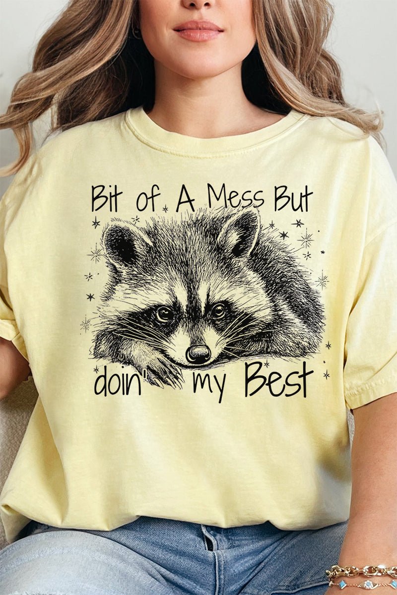 Doin' My Best Raccoon Comfort Colors Adult Ring - Spun Cotton Tee - Wholesale Accessory Market