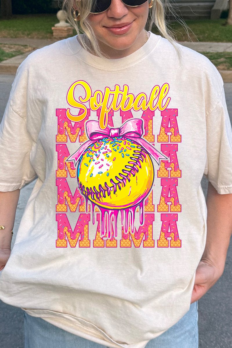 Drippy Stacked Softball Mama Comfort Colors Adult Ring - Spun Cotton Tee - Wholesale Accessory Market