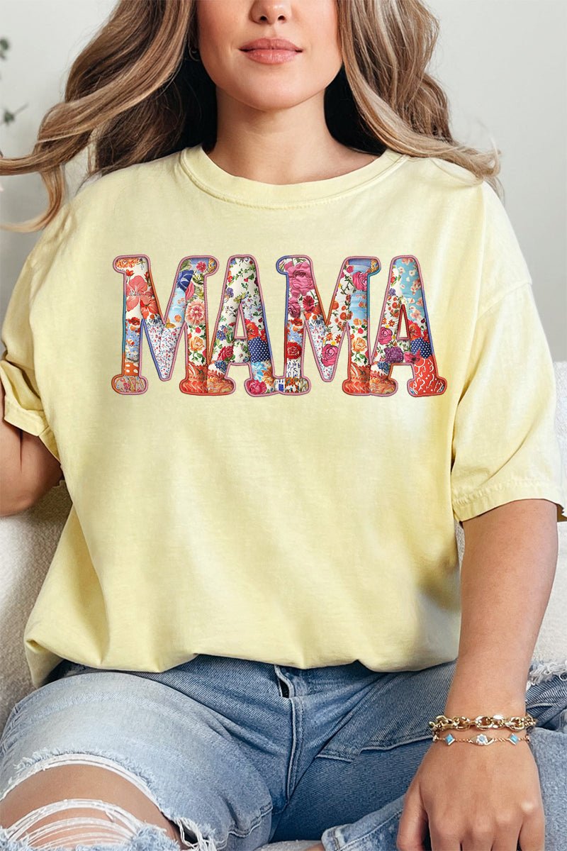 Faux Patchwork Mama Comfort Colors Adult Ring - Spun Cotton Tee - Wholesale Accessory Market