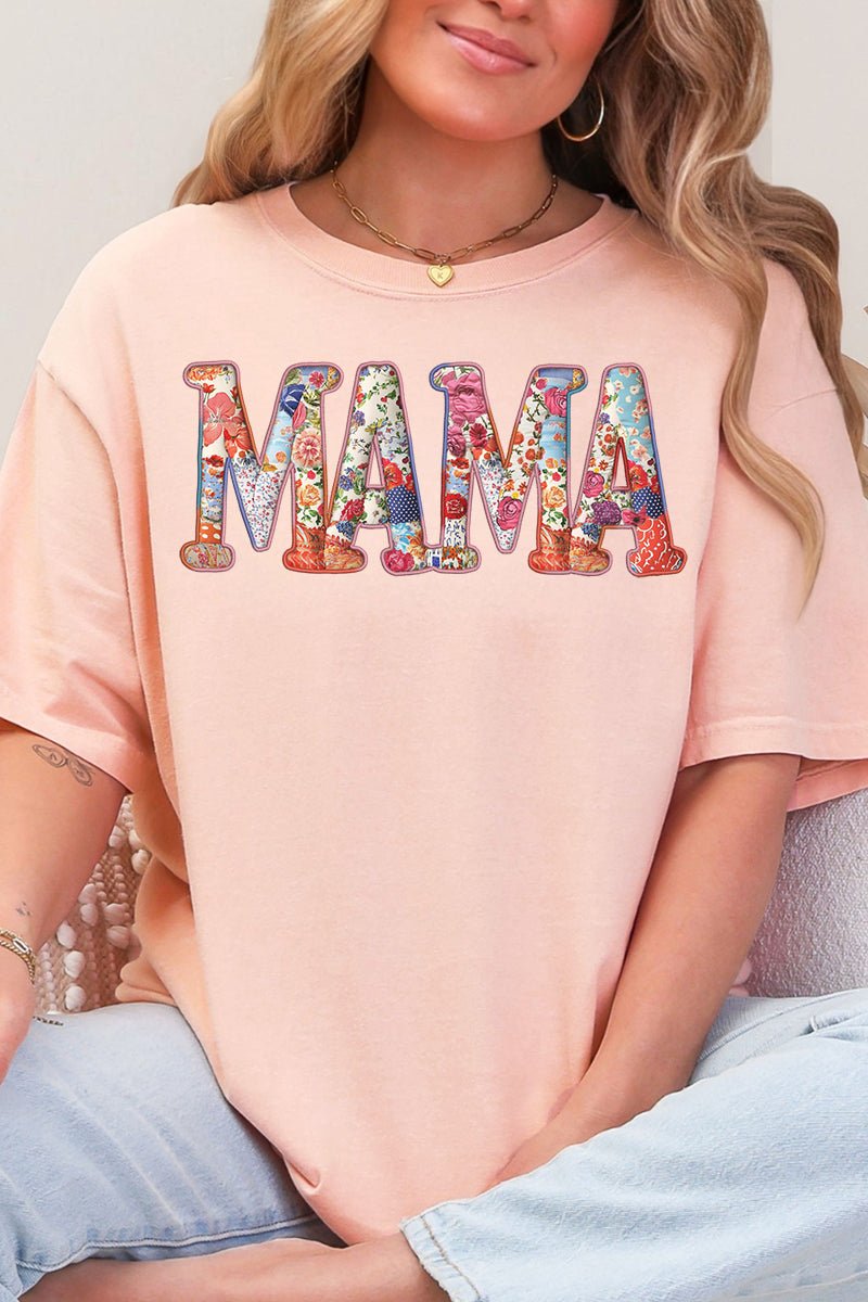 Faux Patchwork Mama Comfort Colors Adult Ring - Spun Cotton Tee - Wholesale Accessory Market