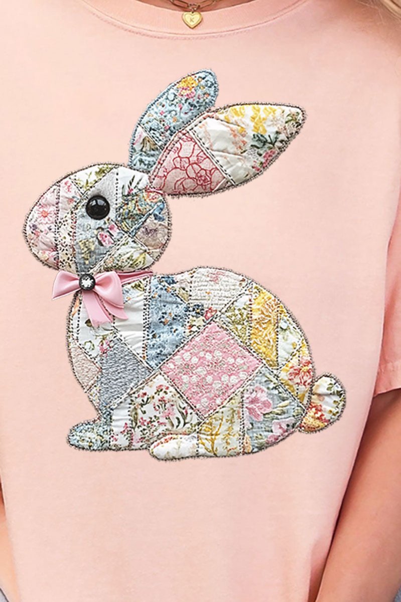 Faux Quilted Bunny Comfort Colors Adult Ring - Spun Cotton Tee - Wholesale Accessory Market