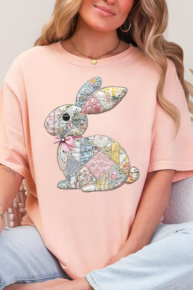 Faux Quilted Bunny Comfort Colors Adult Ring - Spun Cotton Tee - Wholesale Accessory Market