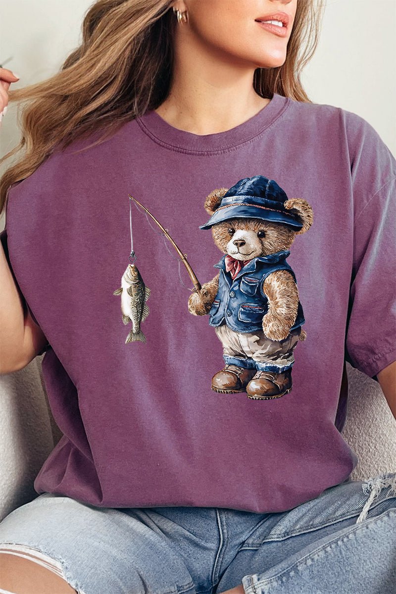 Fishing Beary Good Comfort Colors Adult Ring - Spun Cotton Tee - Wholesale Accessory Market