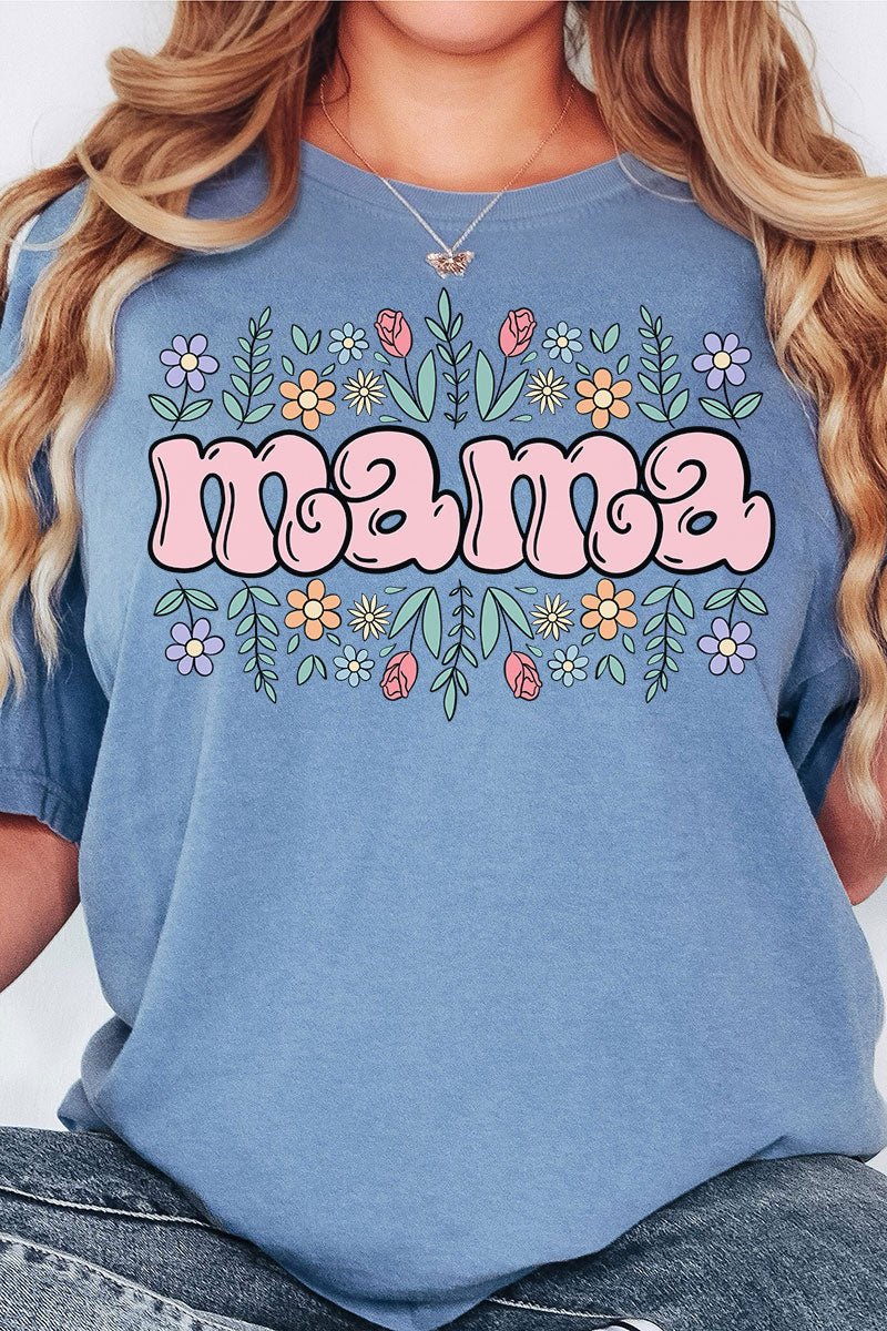 Floral Bubble Mama Comfort Colors Adult Ring - Spun Cotton Tee - Wholesale Accessory Market