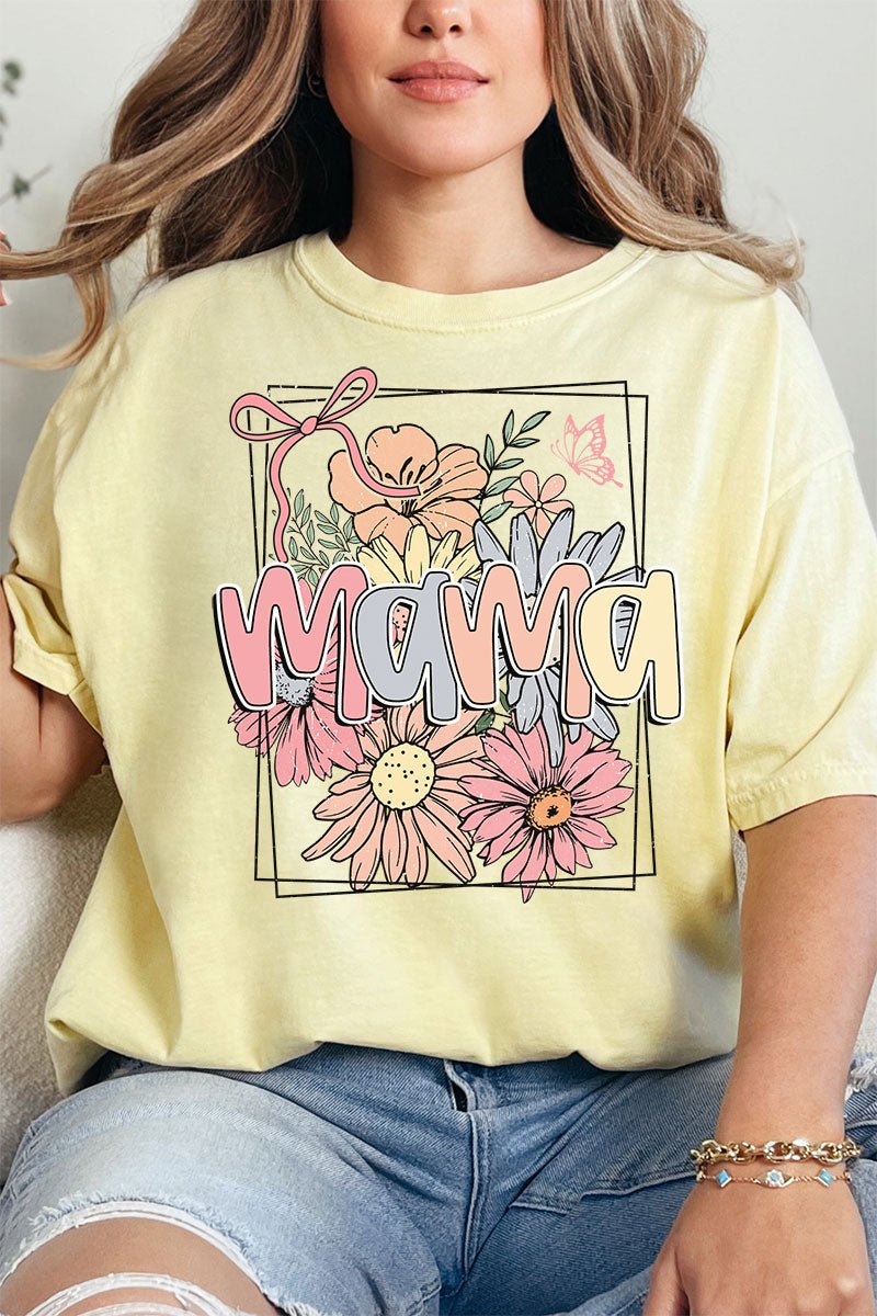 Framed Floral Mama Comfort Colors Adult Ring - Spun Cotton Tee - Wholesale Accessory Market