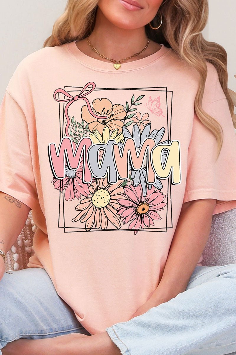 Framed Floral Mama Comfort Colors Adult Ring - Spun Cotton Tee - Wholesale Accessory Market