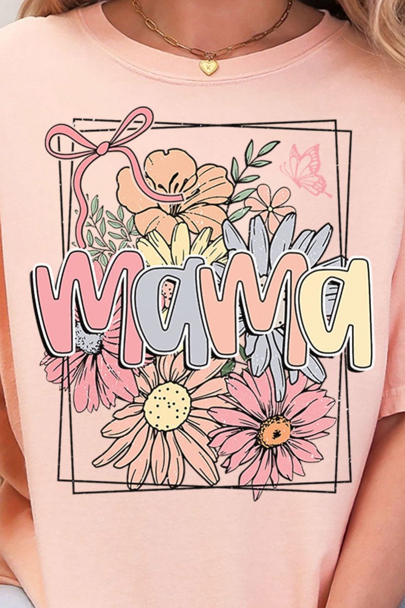 Framed Floral Mama Comfort Colors Adult Ring - Spun Cotton Tee - Wholesale Accessory Market
