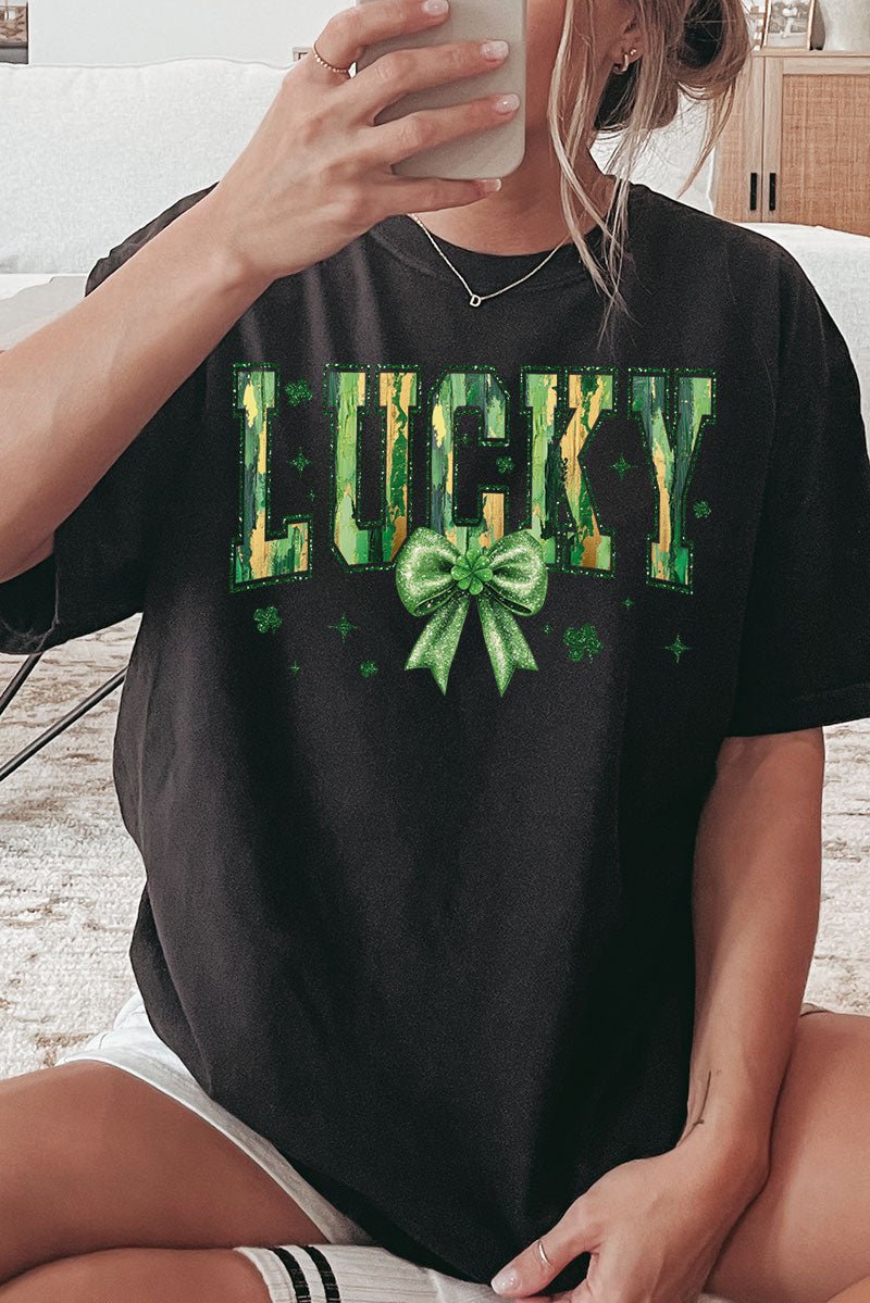 Glitzy Brushed Lucky Comfort Colors Adult Ring - Spun Cotton Tee - Wholesale Accessory Market