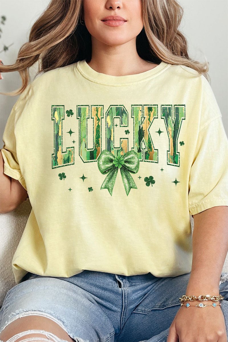 Glitzy Brushed Lucky Comfort Colors Adult Ring - Spun Cotton Tee - Wholesale Accessory Market
