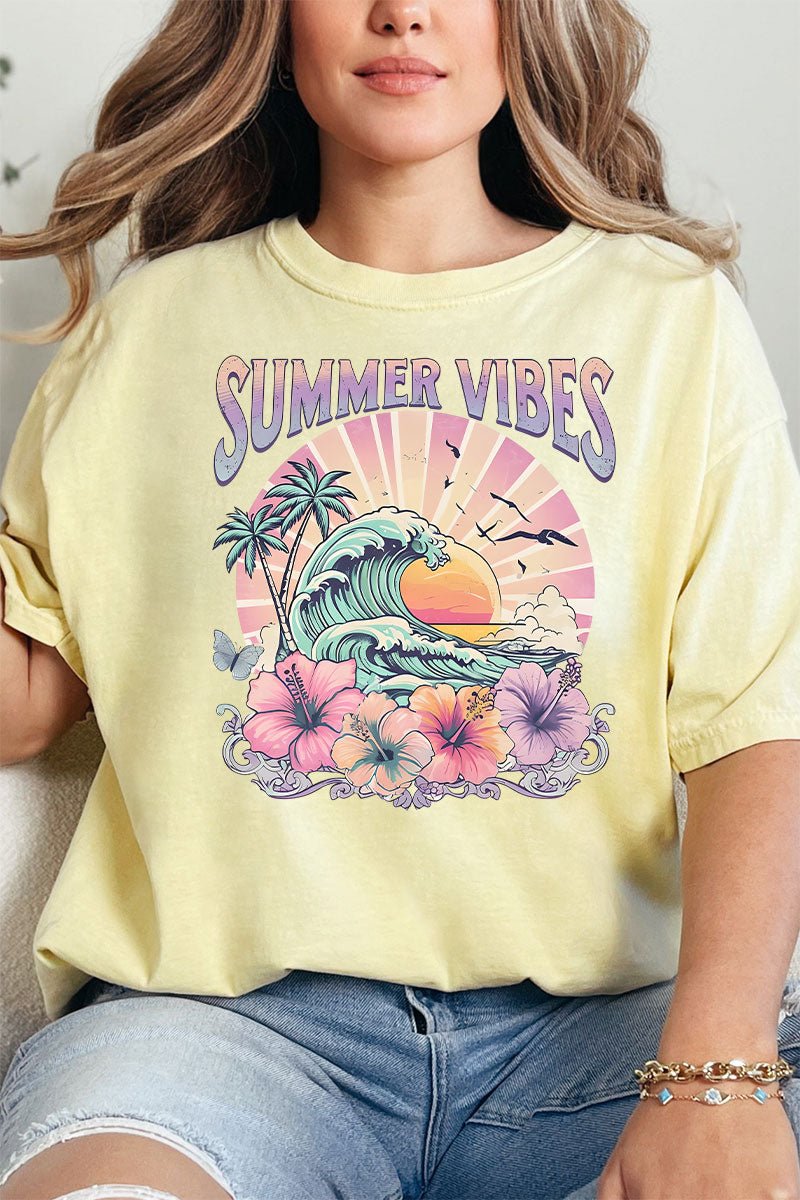 Hawaiian Summer Vibes Comfort Colors Adult Ring - Spun Cotton Tee - Wholesale Accessory Market