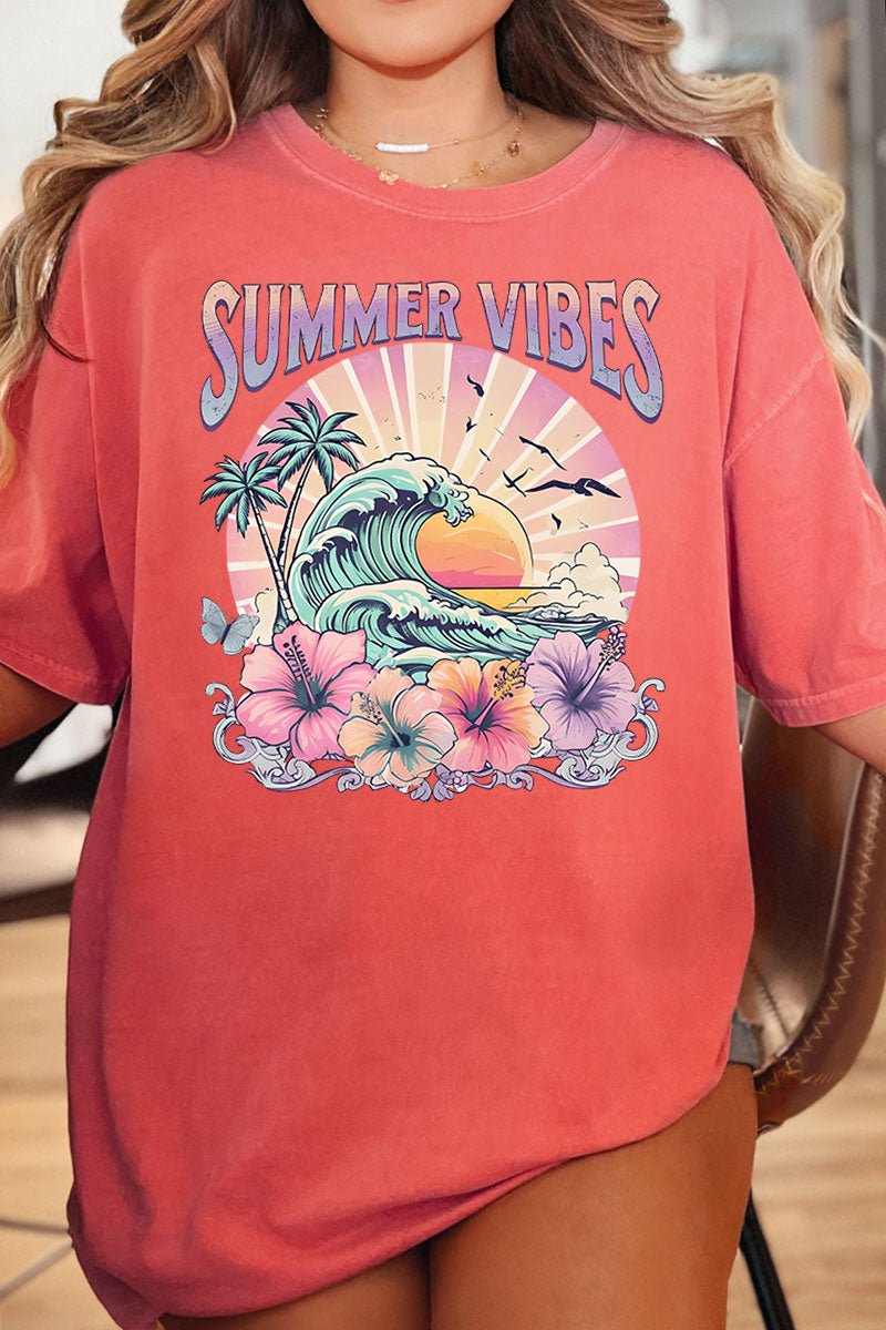 Hawaiian Summer Vibes Comfort Colors Adult Ring - Spun Cotton Tee - Wholesale Accessory Market