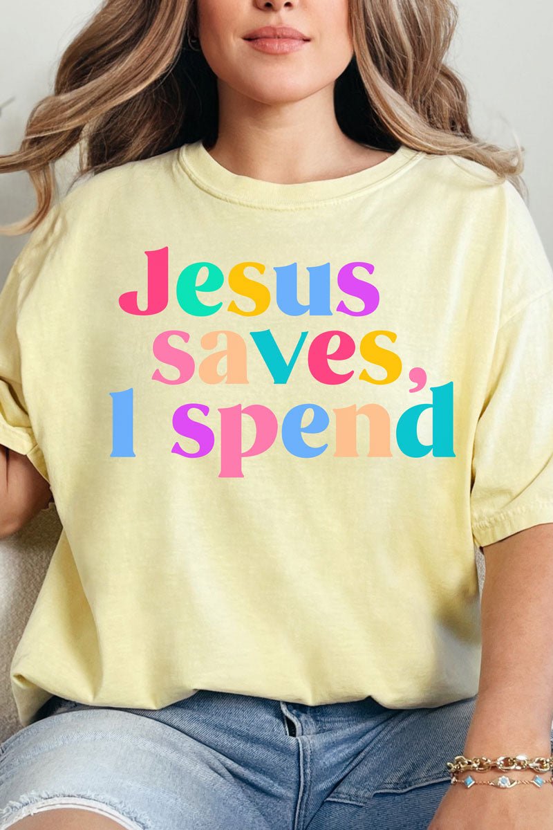 Jesus Saves, I Spend Comfort Colors Adult Ring - Spun Cotton Tee - Wholesale Accessory Market