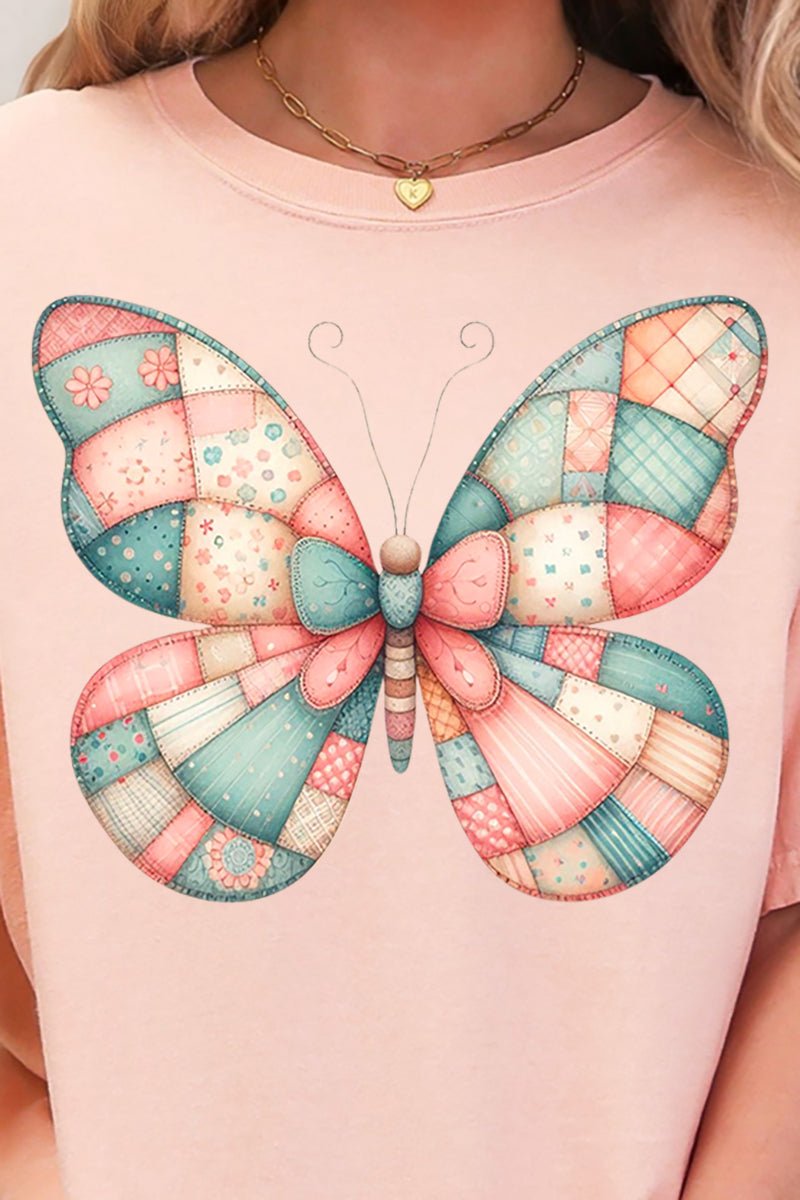 Patchwork Butterfly Comfort Colors Adult Ring - Spun Cotton Tee - Wholesale Accessory Market