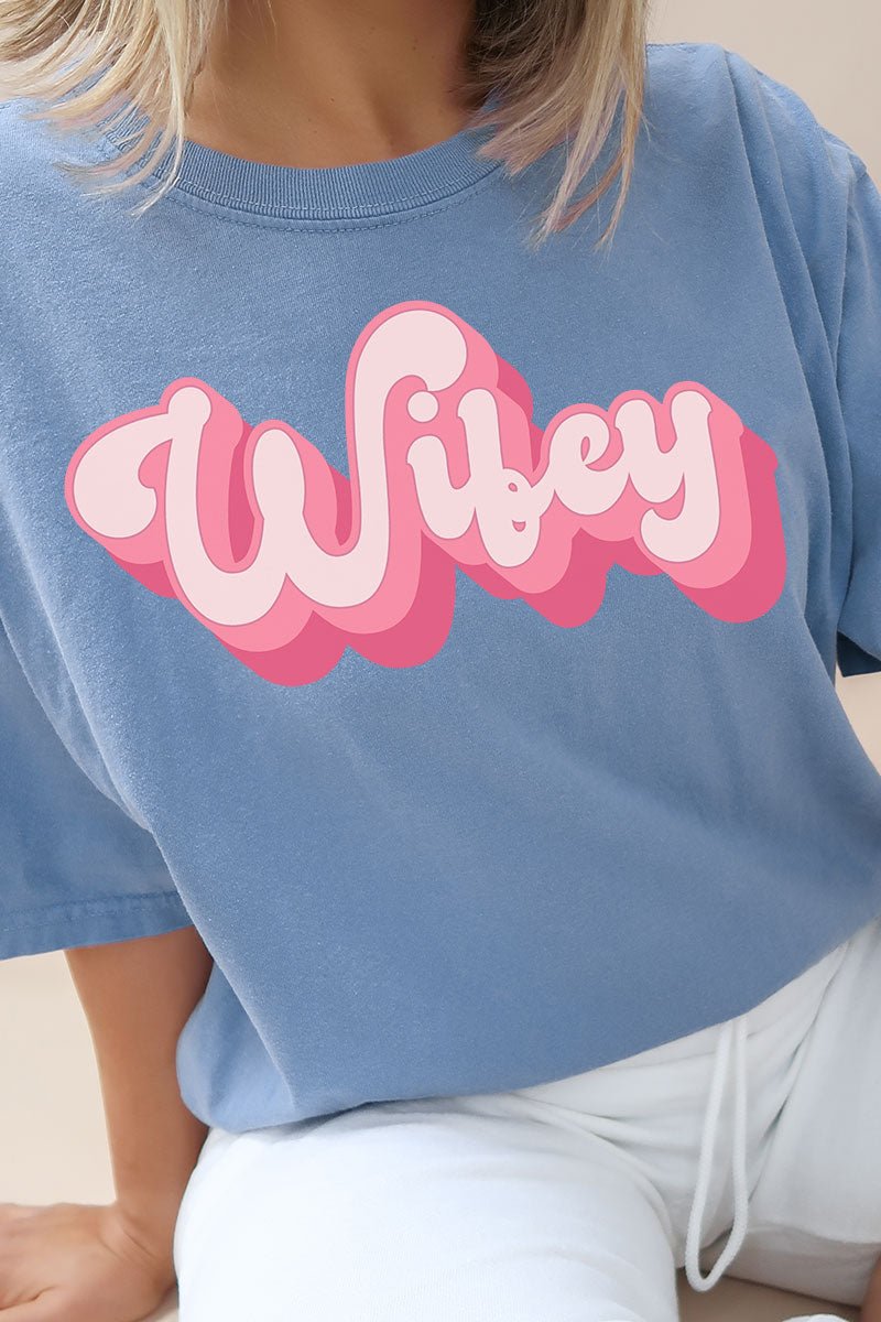 Pink Retro Wifey Comfort Colors Adult Ring - Spun Cotton Tee - Wholesale Accessory Market