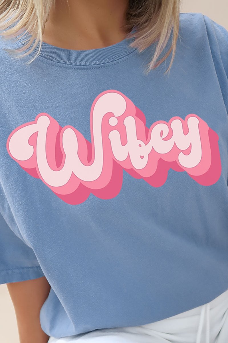 Pink Retro Wifey Comfort Colors Adult Ring - Spun Cotton Tee - Wholesale Accessory Market