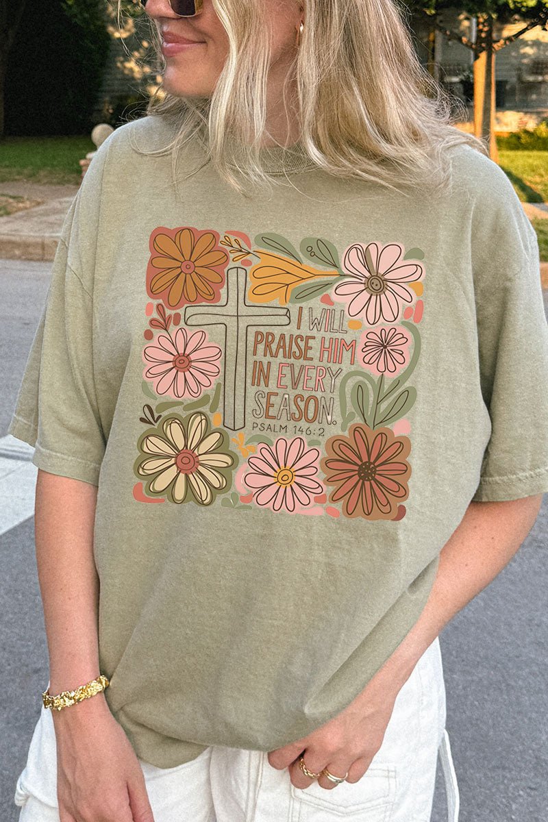Praise Him In Every Season Comfort Colors Adult Ring - Spun Cotton Tee - Wholesale Accessory Market