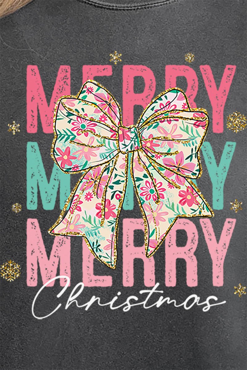 Preppy Blossom Merry Christmas Comfort Colors Adult Ring - Spun Cotton Tee - Wholesale Accessory Market