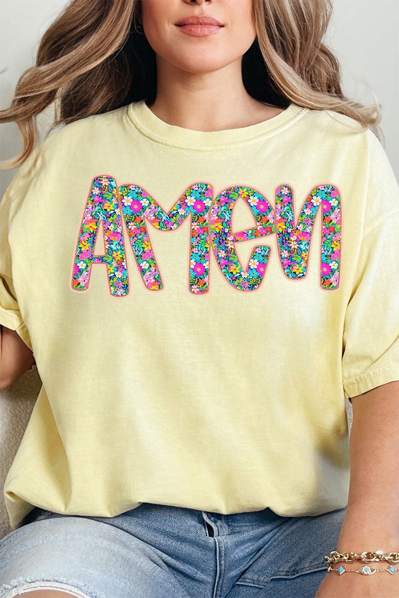 Radiant Amen Floral Comfort Colors Adult Ring - Spun Cotton Tee - Wholesale Accessory Market