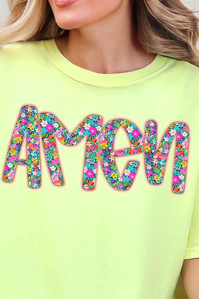 Radiant Amen Floral Comfort Colors Adult Ring - Spun Cotton Tee - Wholesale Accessory Market